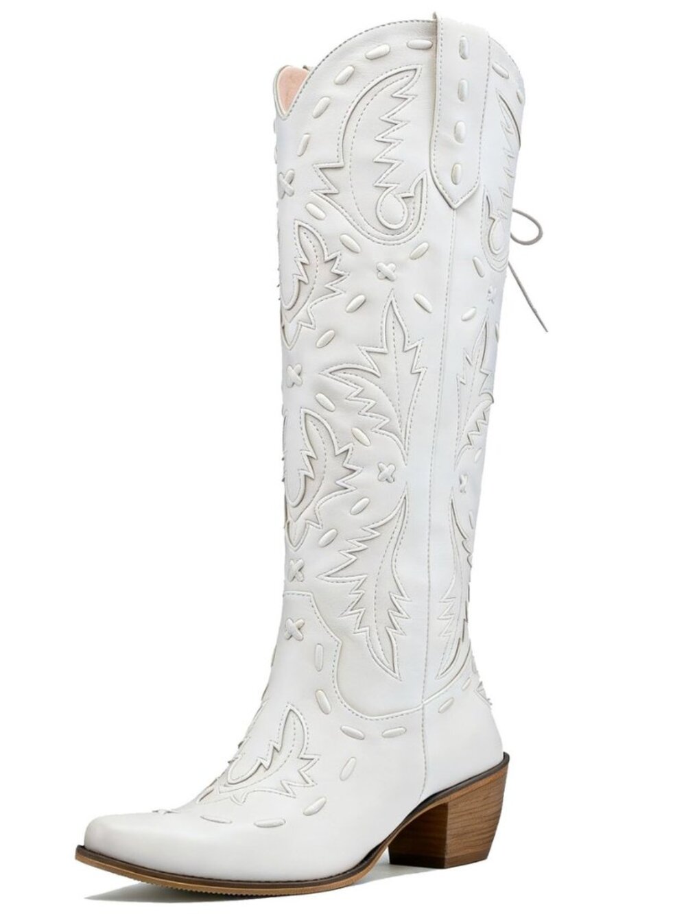 Lace Up Cowboy Boots for Women Knee High Cowgirl Boots